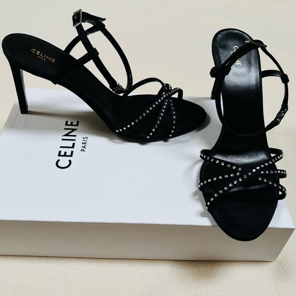 CELINE Soir Sandals in Grosgrain and Strass Crystals - Picture 1 of 16